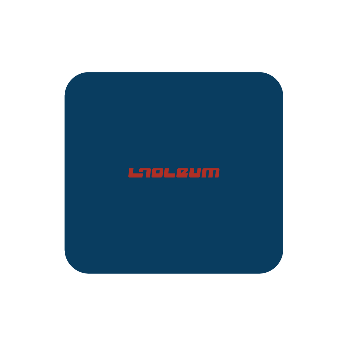 Blue Essential PC.2 portable breaking dance floor, solid blue with red LNOLEUM wordmark, top view