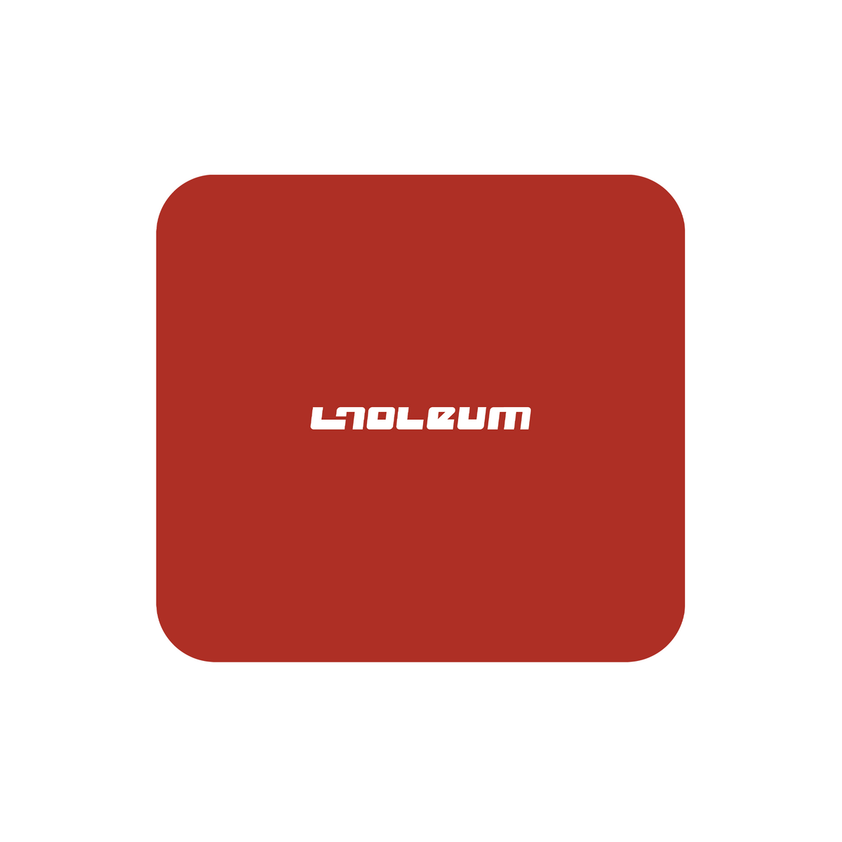Red Essential PC.2 portable breaking dance floor, solid red with LNOLEUM wordmark, top view