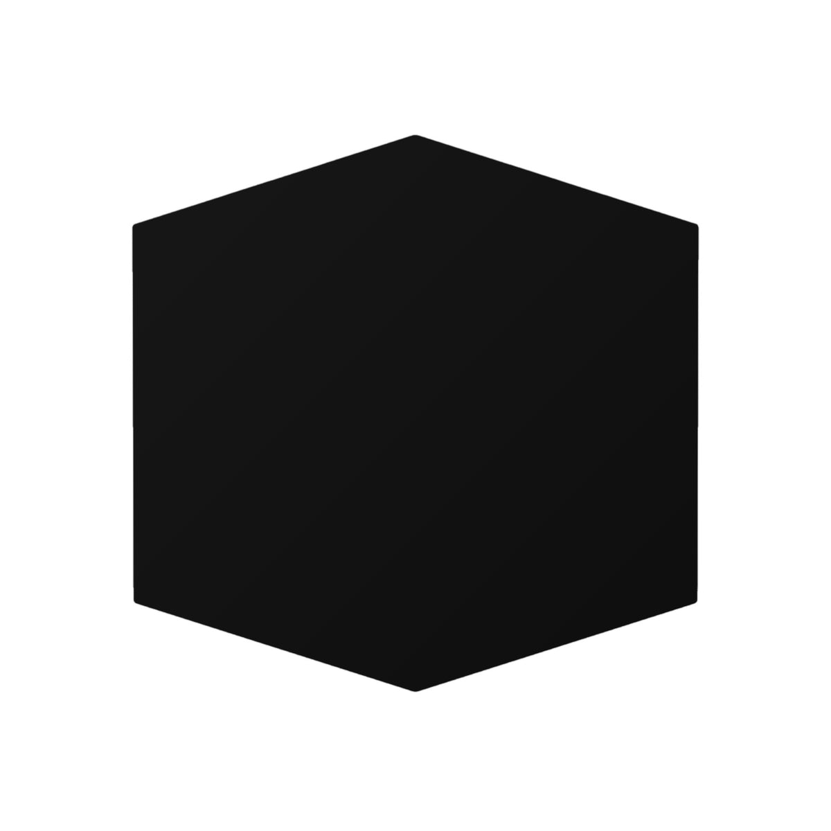 Noir Blank all black LNOLEUM hex floor, angled view