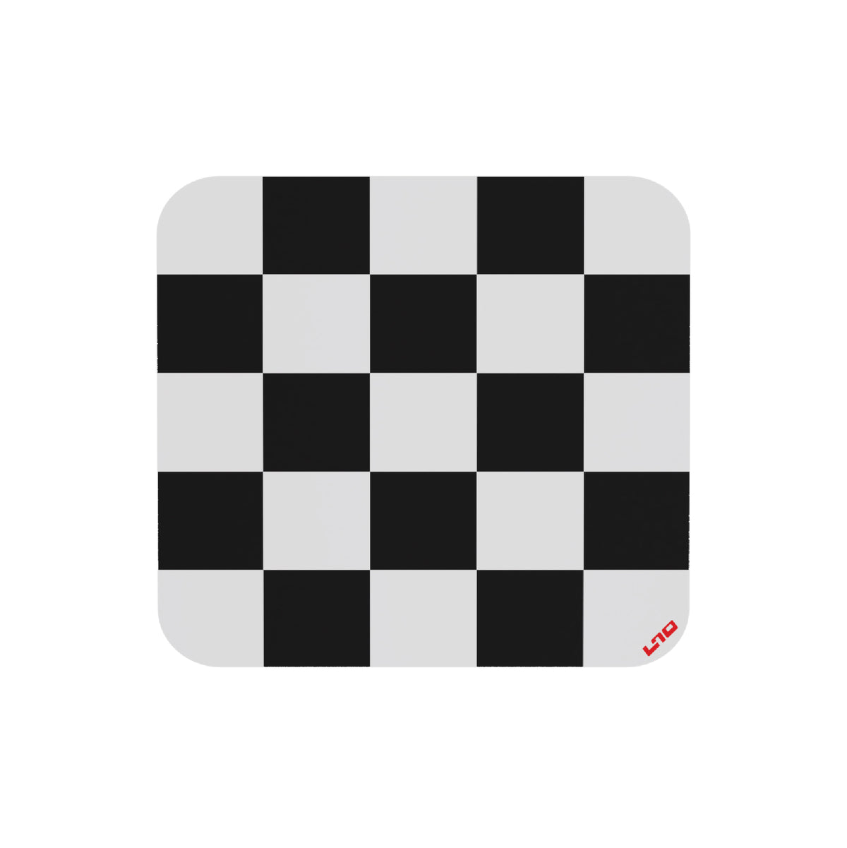 B/W Radiotron Corner Logo portable breaking dance floor, black and white checkered with red LNOLEUM corner logo